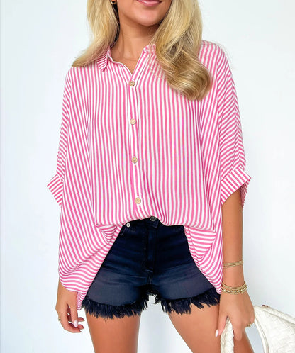 Women's Oversized Striped Button-down Shirt (Buy 2 Free Shipping)