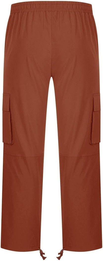 Men's Casual Cargo Pants Drawstring Workwear Pants Hiking Jogger Pants Multi Pockets Outdoor Fashion Jogging Cool Pants