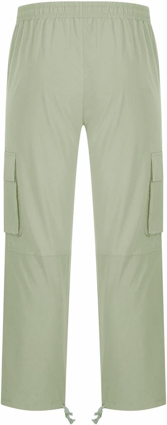 Men's Casual Cargo Pants Drawstring Workwear Pants Hiking Jogger Pants Multi Pockets Outdoor Fashion Jogging Cool Pants