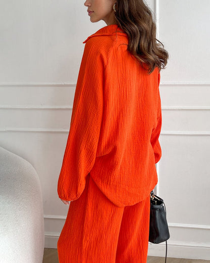 AUTUMN SIMPLE V-NECK CASUAL TWO-PIECE SET (BUY 2 FREE SHIPPING)