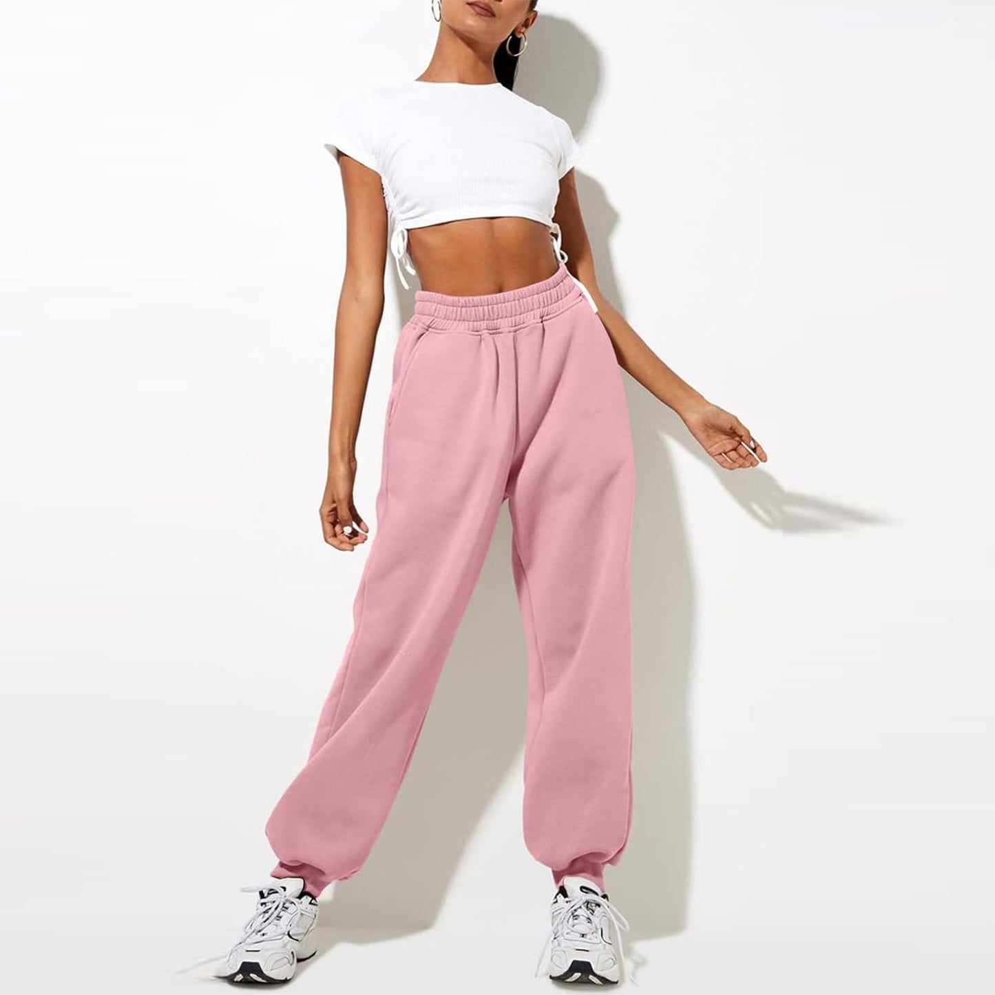 Women High Waisted Baggy Sweatpants Comfortable Cotton Joggers Pants
