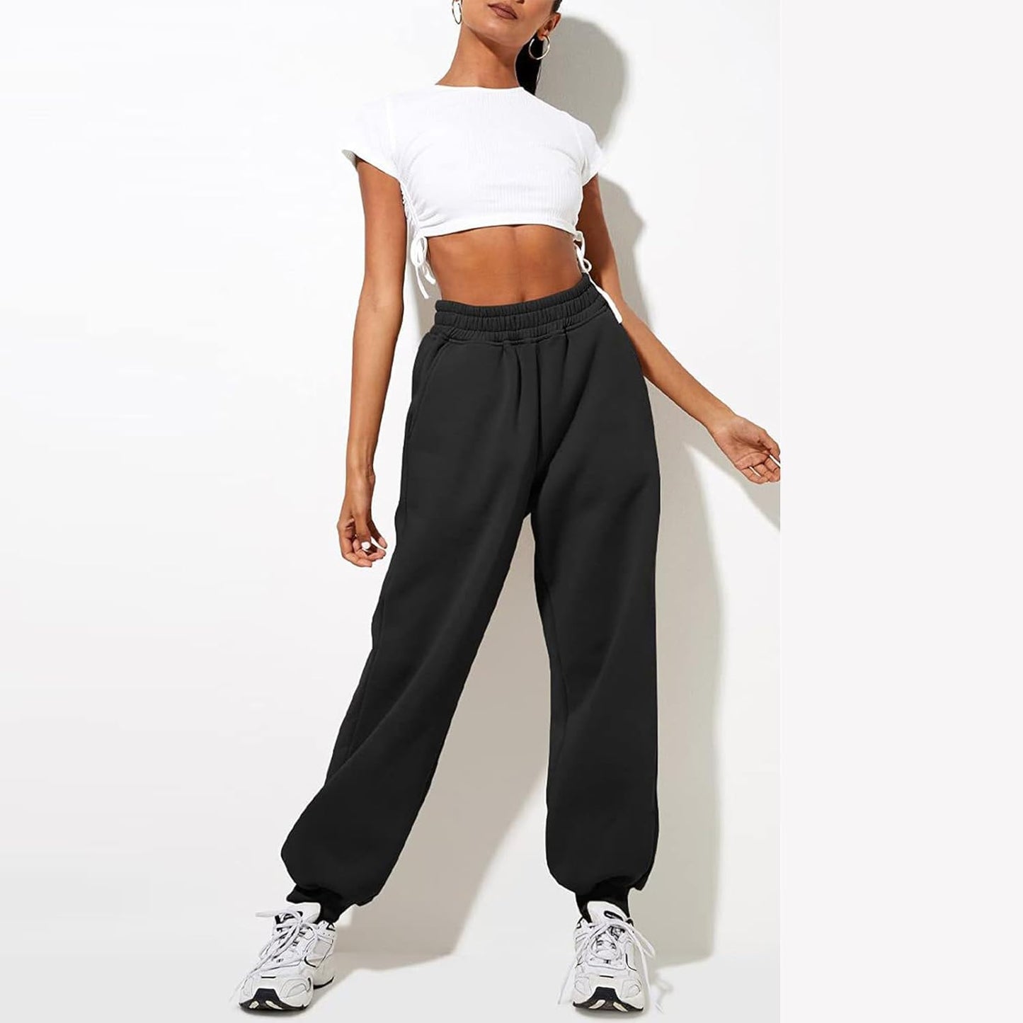 Women High Waisted Baggy Sweatpants Comfortable Cotton Joggers Pants