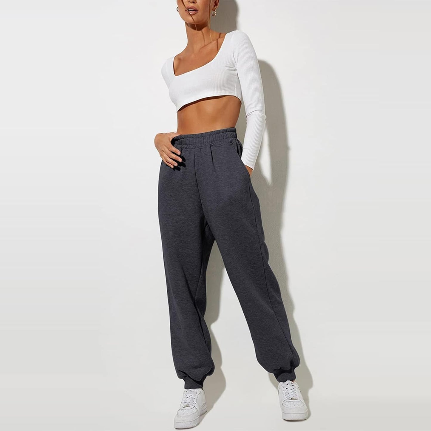 Women High Waisted Baggy Sweatpants Comfortable Cotton Joggers Pants