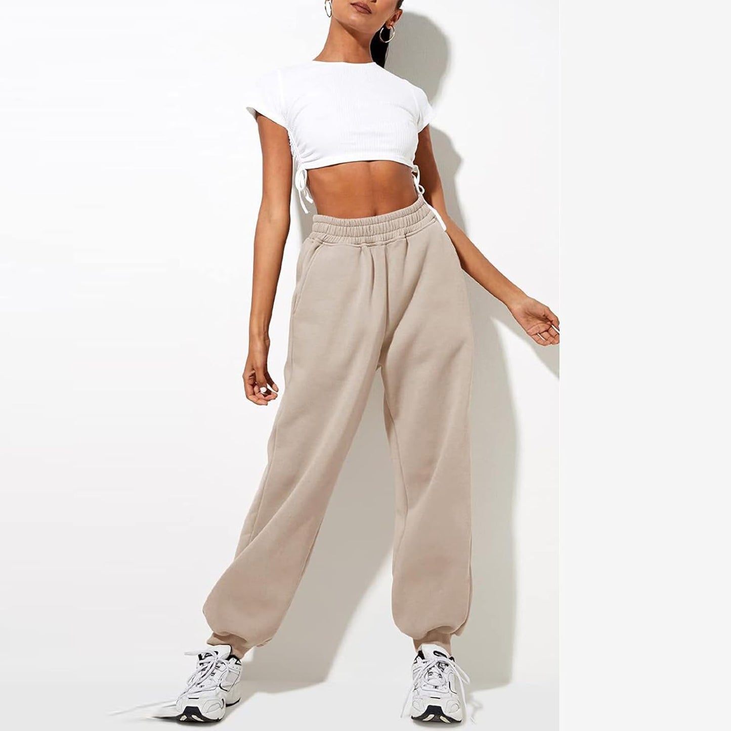 Women High Waisted Baggy Sweatpants Comfortable Cotton Joggers Pants