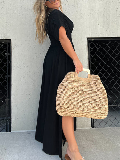 Slit V-Neck Effortless Maxi Long Dress (Buy 2 Free Shipping)