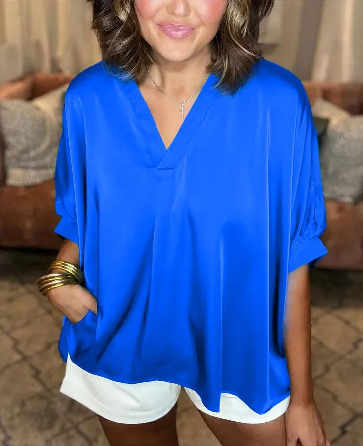Classic Silk Satin V-Neck Shirt (Buy 3 Free Shipping)