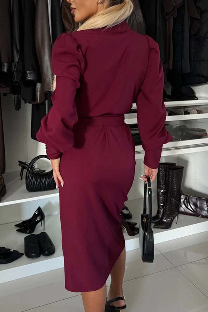 Women's Solid Color Elegant V-neck Dress